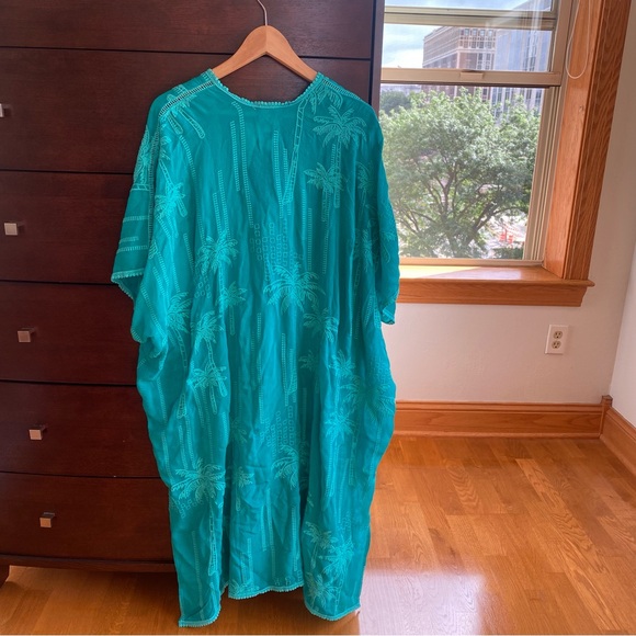Johnny Was Palm Georgia Kimono In Aqua Blue - One Size - Picture 10 of 11
